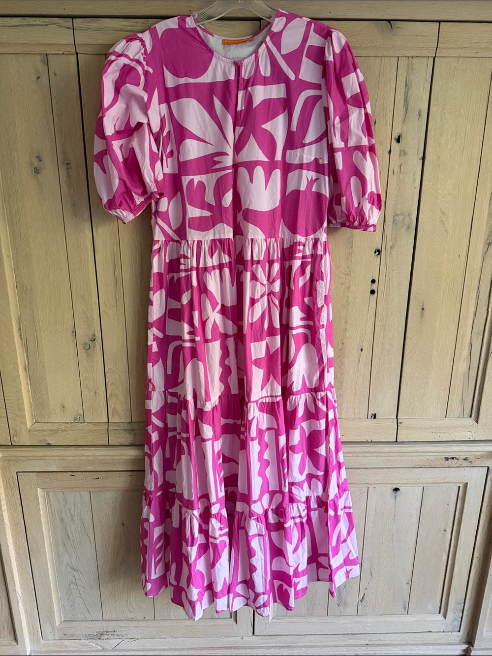 Oliphant Hot Pink & Light Pink  Abstract Maxi Dress